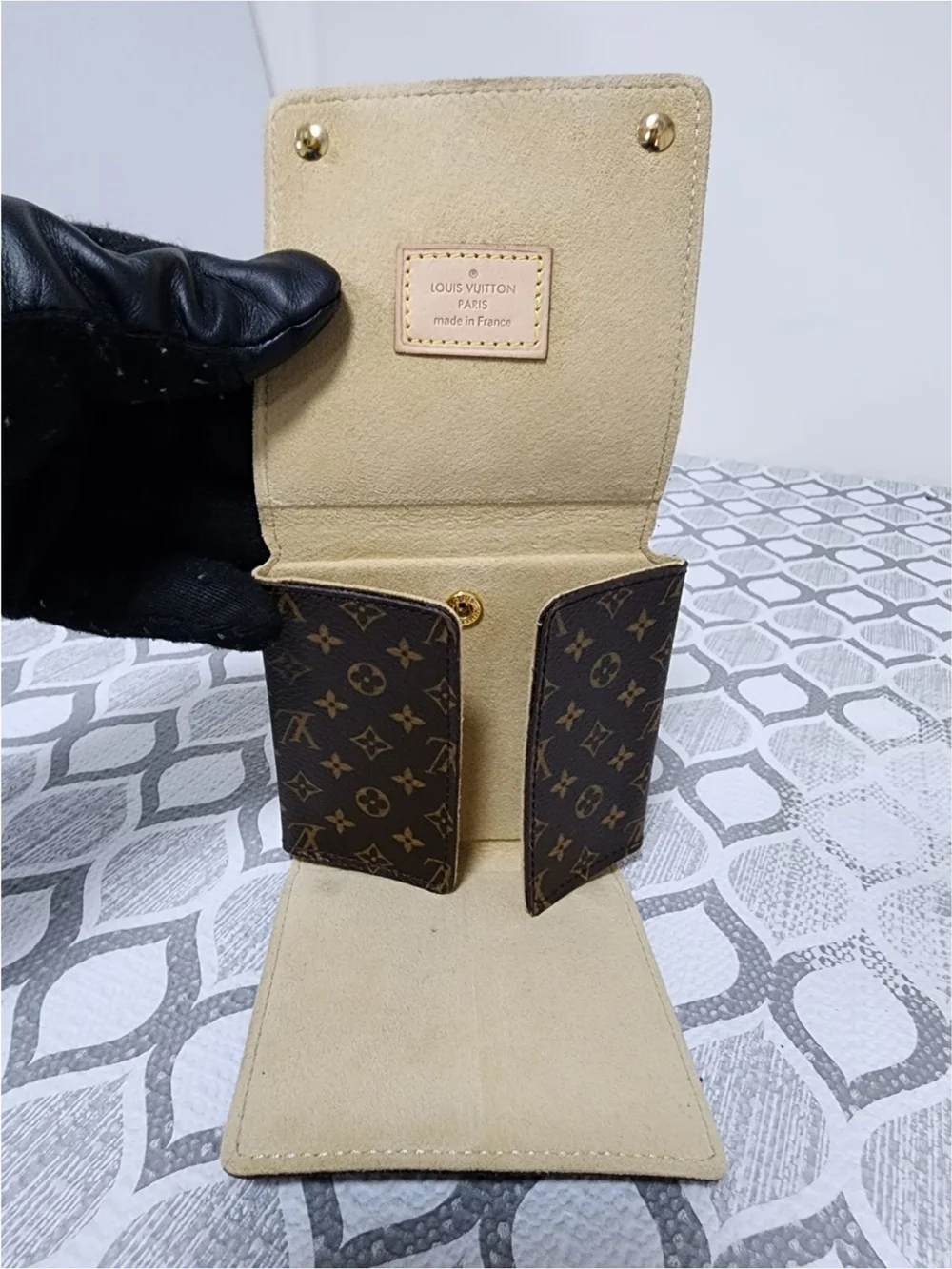 LOUIS VUITTON Monogram Folding Jewelry Case/Wallet Brown